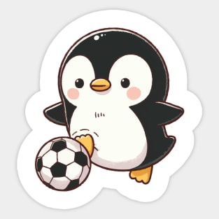 penguin as soccer player with soccer Sticker